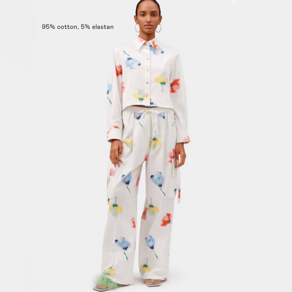 NWT Sleeper Set Safari Crop Shirt and Cargo Pants in Flower Print Small/Medium